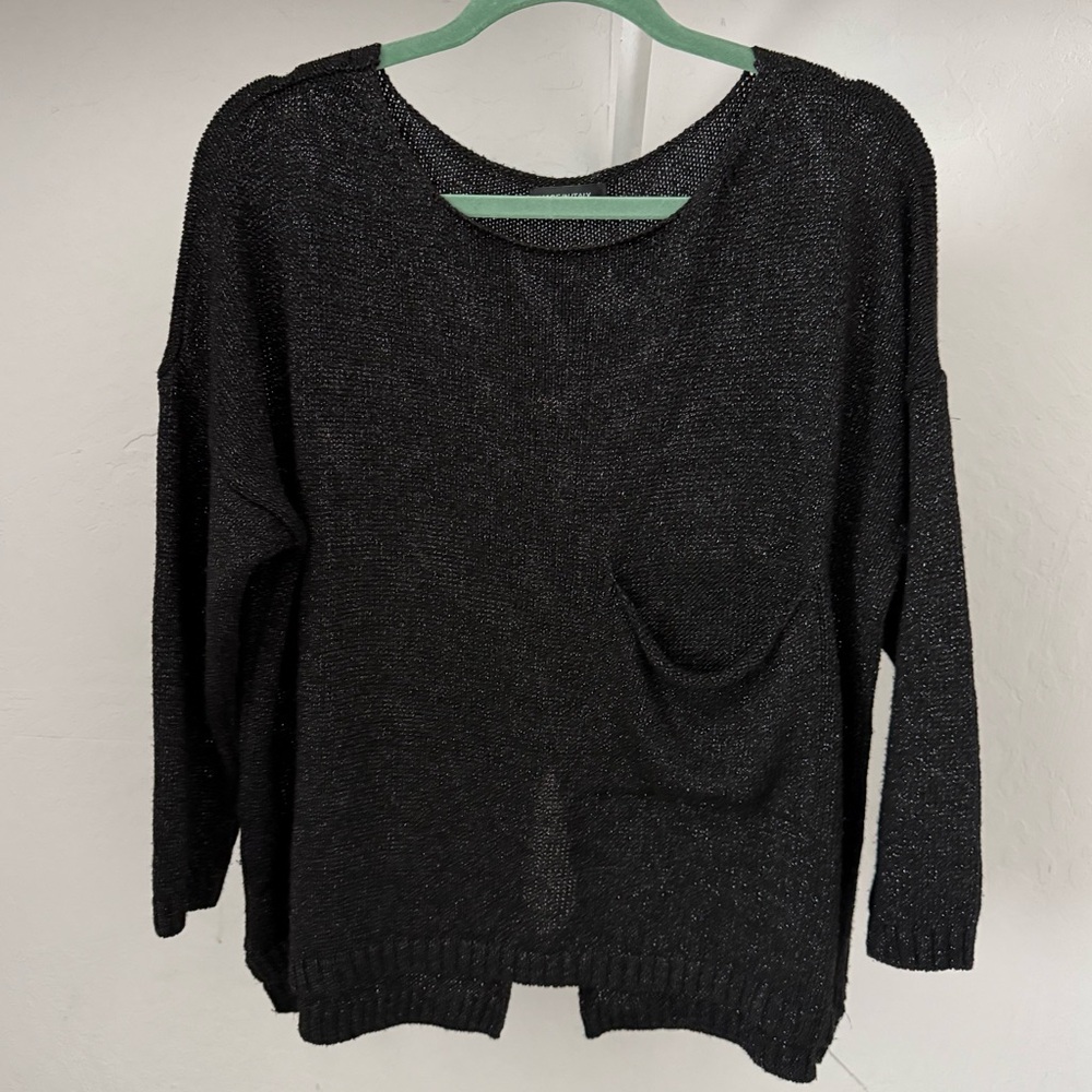 Made In Italy Black Sparkly Lurex Boxy Sweater